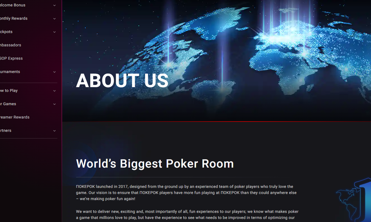 Tournament access view in the PokerOK overview console for pokerok.tg9.casino